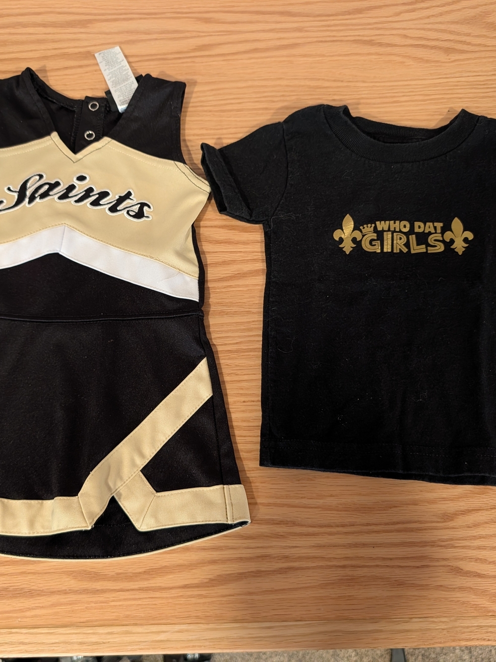 NFL Team Apparel Saints Girls Black & Gold Cheer Dress and Tee Set